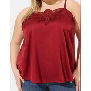 Torrid Sophie Satin Lace Trim Cami size 18/20 in Biking Red